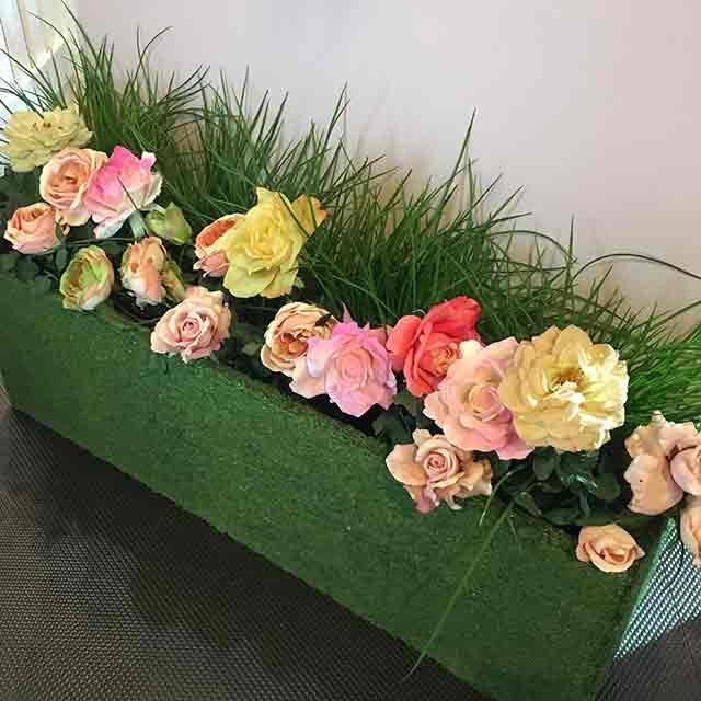 PLANTER, Flower Box - Faux Grass 1m x 20cm x 30cm H (Florals Additional)